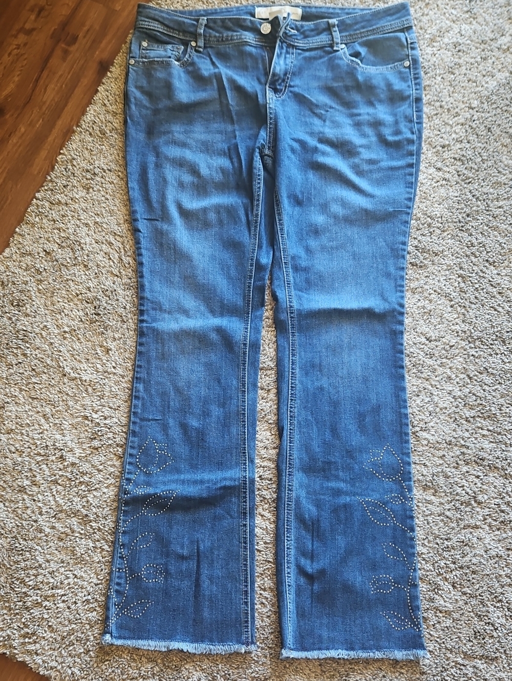Blue Women's Embellished Bootcut Jeans